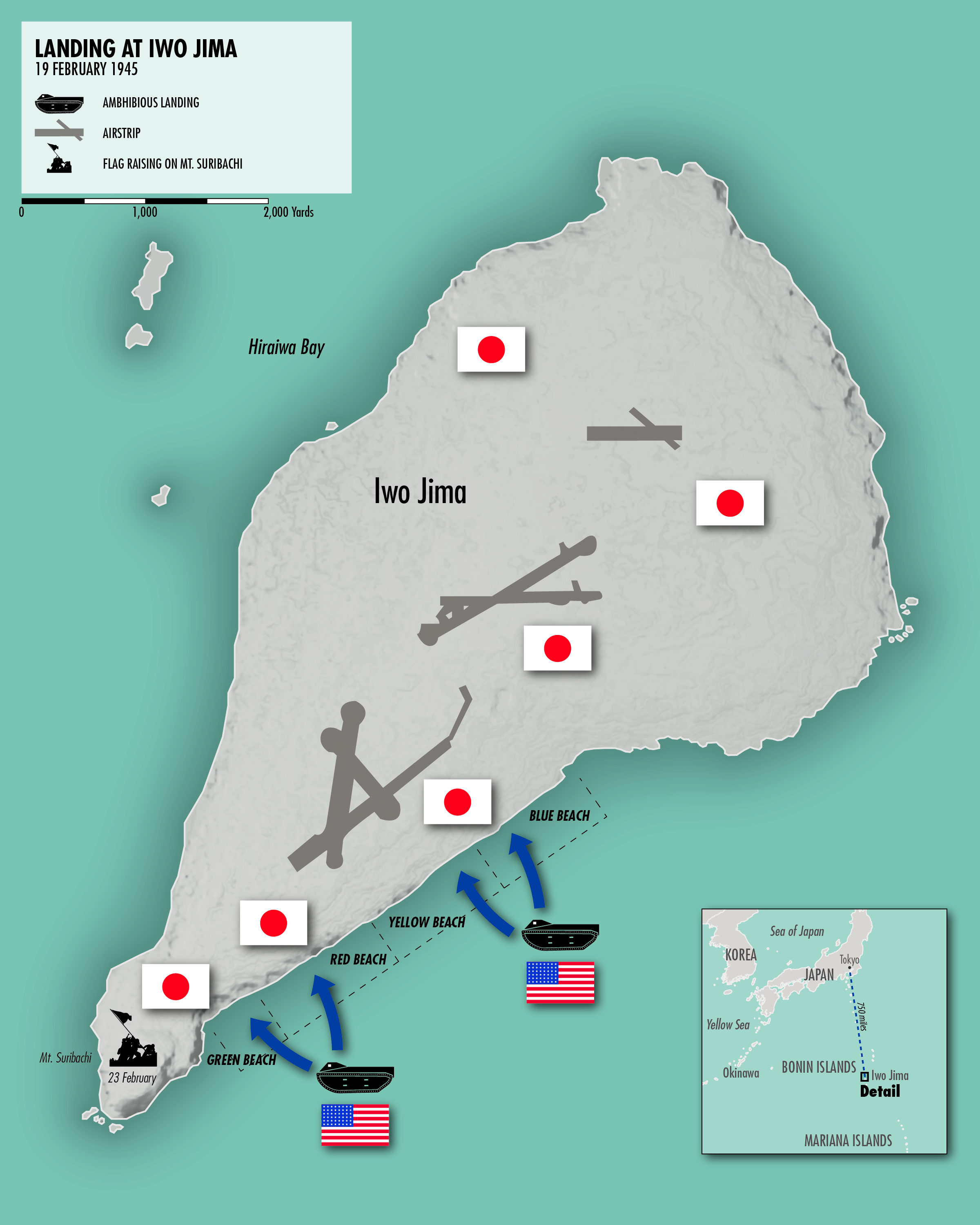 Iwo Jima Battle Map 1945 Pacific War Etsy Singapore | Hot Sex Picture